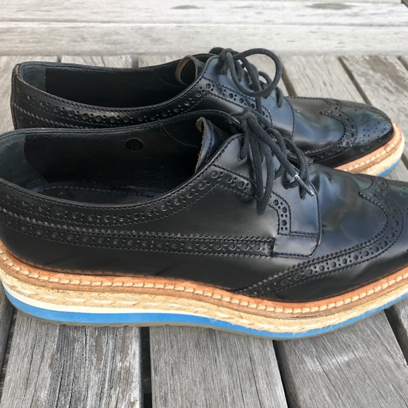 Prada espadrille Oxford brogue flatform shoes - Picture 1 of 4